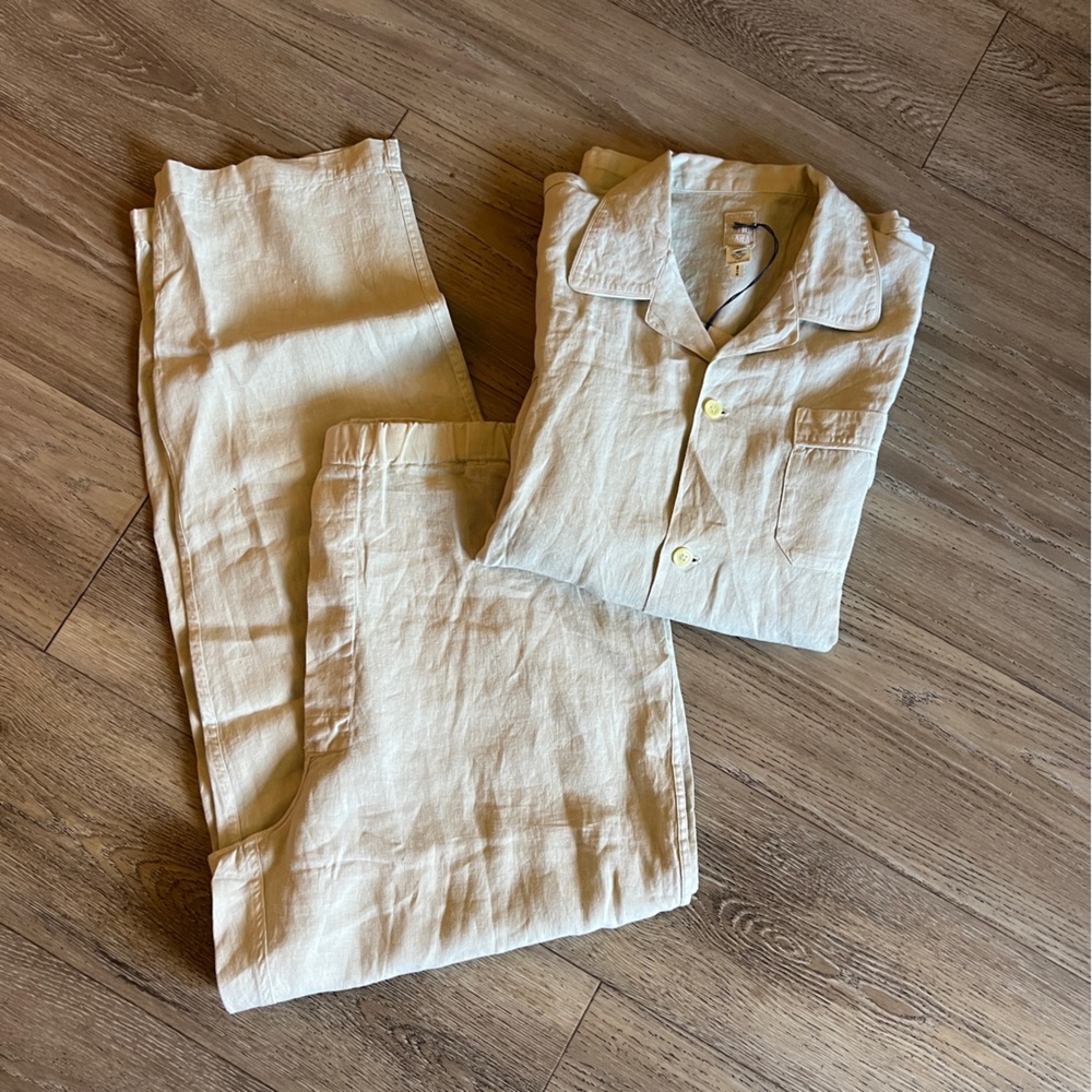 120% Lino Casa Italian Linen Shirt & Pants Set Made in Italy Men’s XL NWOT